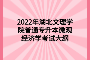 2022年湖北文理學(xué)院普通專升本微觀經(jīng)濟(jì)學(xué)考試大綱