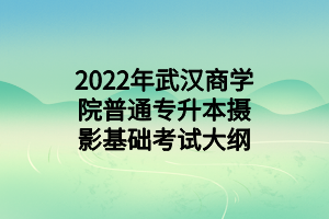 2022年武漢商學院普通專升本攝影基礎考試大綱