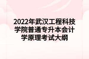 2022年武漢工程科技學(xué)院普通專升本會計(jì)學(xué)原理考試大綱