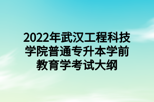 2022年武漢工程科技學(xué)院普通專(zhuān)升本學(xué)前教育學(xué)考試大綱