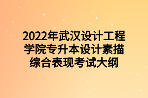 2022年武漢設(shè)計工程學院專升本設(shè)計素描綜合表現(xiàn)考試大綱