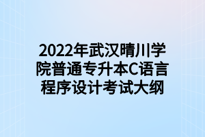 2022年武漢晴川學院普通專升本C語言程序設計考試大綱